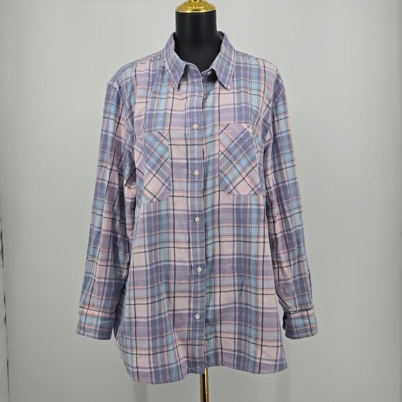 Lauren Ralph Lauren Plaid  Women's Shirt in Blue Pink Button Front Plus Size 3X - Picture 3 of 11
